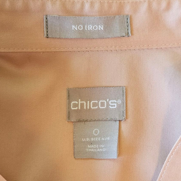 Chico's No Iron Button Down Long Sleeve Collar Blush Pink Women's Size 0 (4/6) - Picture 5 of 8